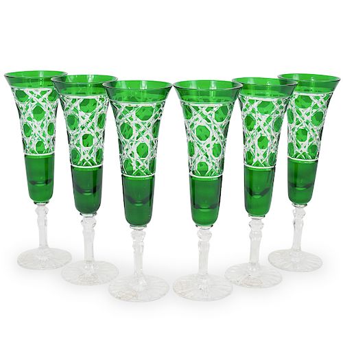 (6 PC) POLISH CRYSTAL CUT FLUTESDESCRIPTION: