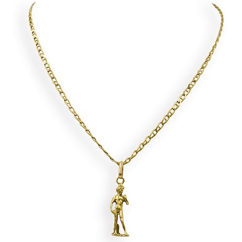 18K GOLD CHAIN LINK NECKLACE WITH