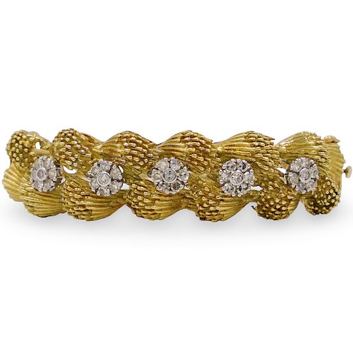 18K GOLD FLORAL BANGLE BRACELETDESCRIPTION  3937d8