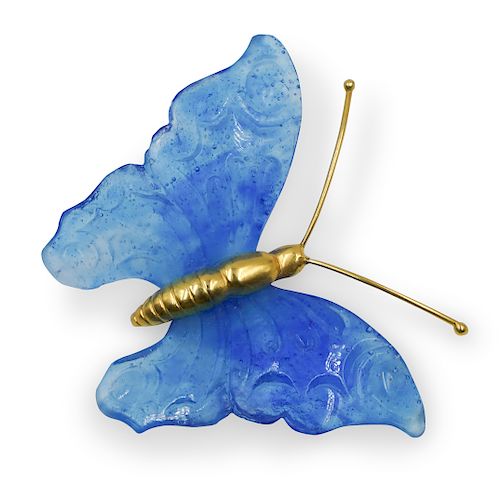 DAUM GOLD PLATED AND CRYSTAL BUTTERFLYDESCRIPTION: