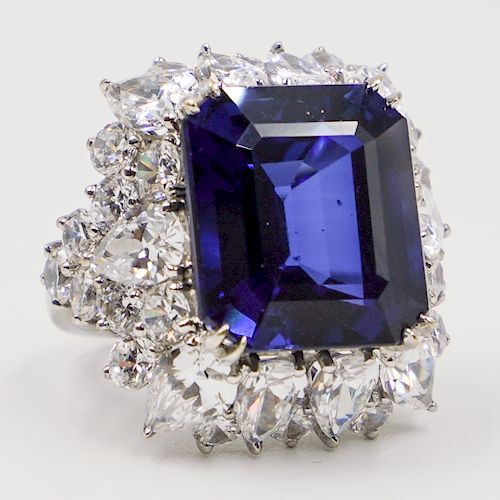 14K SYNTHETIC SAPPHIRE AND DIAMOND