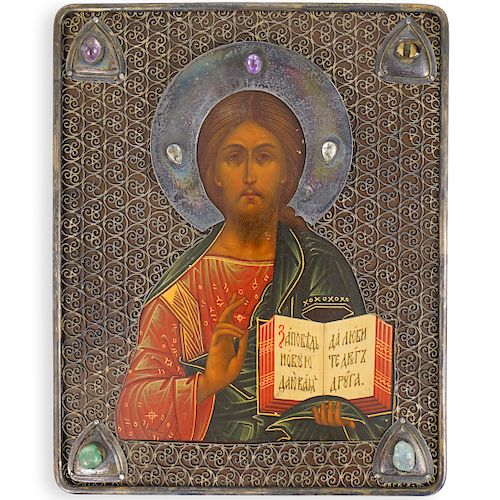 RUSSIAN SILVER RELIGIOUS ICONDESCRIPTION: