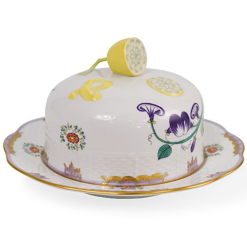 HEREND PORCELAIN COVERED BUTTER DISHDESCRIPTION: