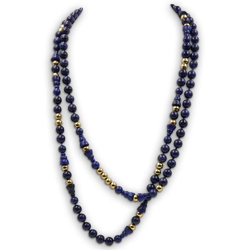 (2 PC) 14K GOLD AND LAPIS BEADED