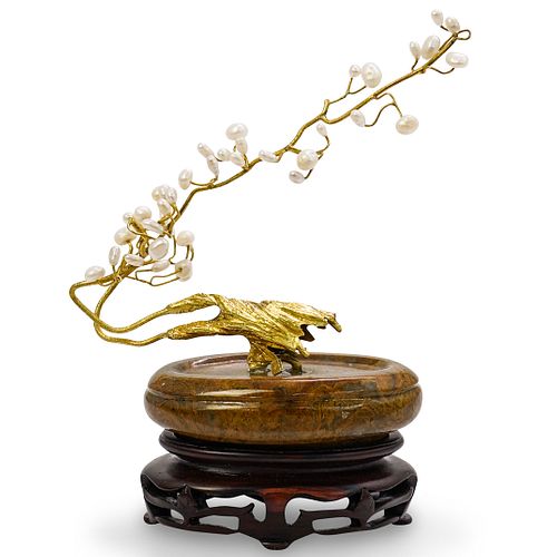 CHINESE GOLD PLATED AND PEARL TREE 3913c3