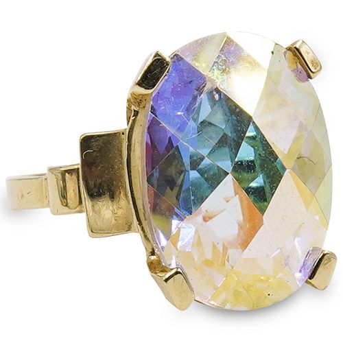 14K GOLD AND IRIDESCENT STONE RINGDESCRIPTION  3913eb