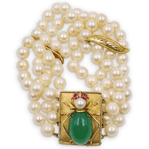 18K GOLD SEMI PRECIOUS AND PEARL 3913ec