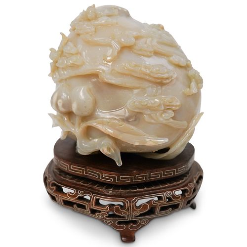 CHINESE CARVED AGATE LOTUS BOULDERDESCRIPTION: