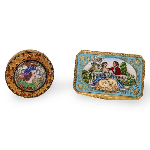 (2 PC) ANTIQUE ITALIAN COMPACT