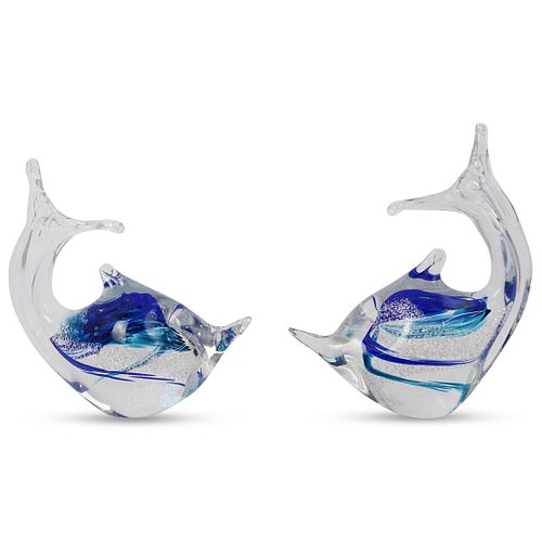 PAIR OF MURANO GLASS DOLPHINSDESCRIPTION: