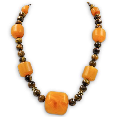 ORIENTAL AMBER AND TIGER BEADED 39154c