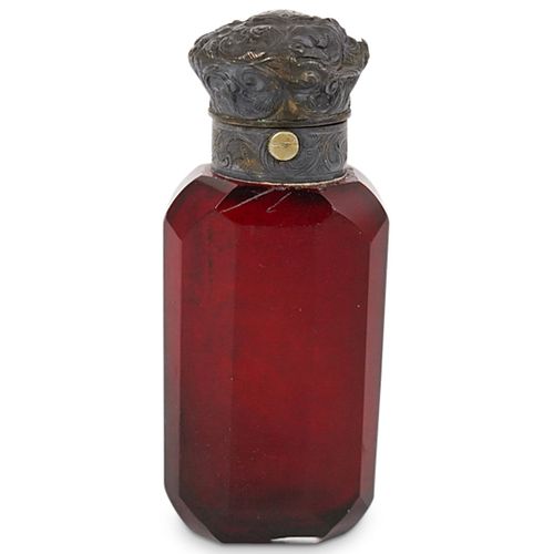 ANTIQUE STERLING RUBY GLASS PERFUME