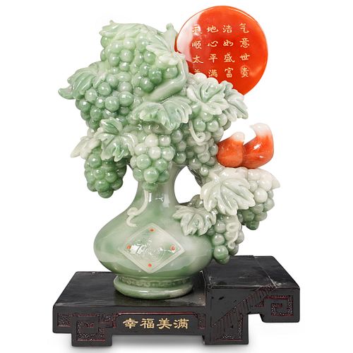 PAIR OF CHINESE FAUX JADE STATUESDESCRIPTION: