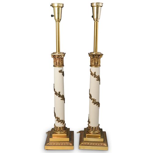 PAIR OF STIFFLE BRASS TABLE LAMPSDESCRIPTION  3915f1