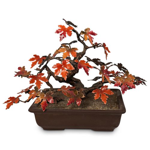 ENAMEL & COPPER MAPLE LEAF TREEDESCRIPTION: