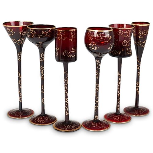  6 PC GILT GLASS LIQUOR SETDESCRIPTION  391699