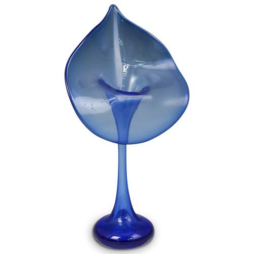 BLUE GLASS TULIP VASEDESCRIPTION: A