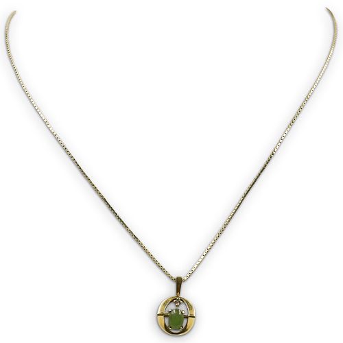 14K GOLD AND JADE NECKLACEDESCRIPTION: