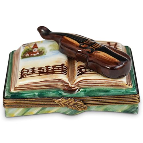 LIMOGES PORCELAIN VIOLIN PILL BOXDESCRIPTION  39173b