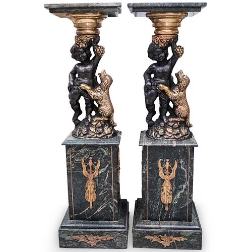 PAIR OF MARBLE BRONZE PEDESTALSDESCRIPTION  391747