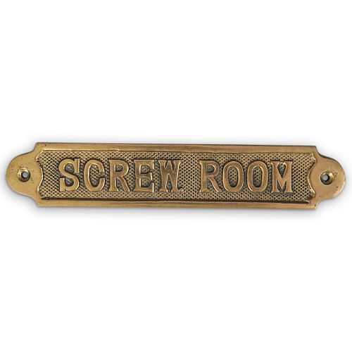 BRASS "SCREW ROOM" WALL PLAQUEDESCRIPTION: