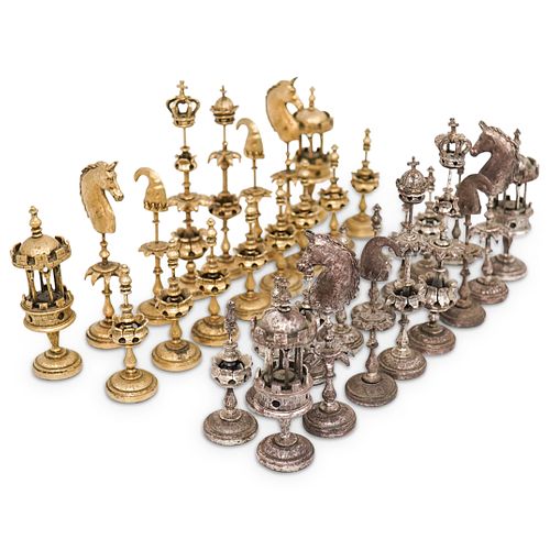 (32 PC) DESIGNER SILVER PLATED CHESS