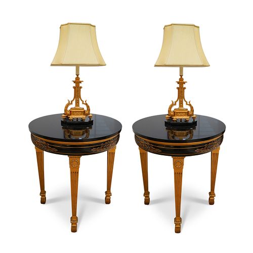 PAIR OF "KARGES" BRONZE LAMPS WITH