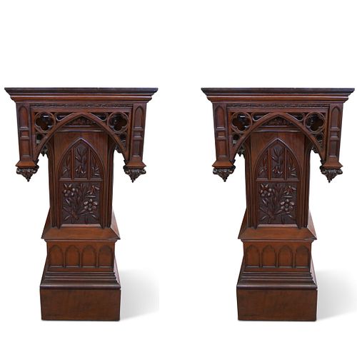 A PAIR OF MONUMENTAL GOTHIC REVIVAL 39182c