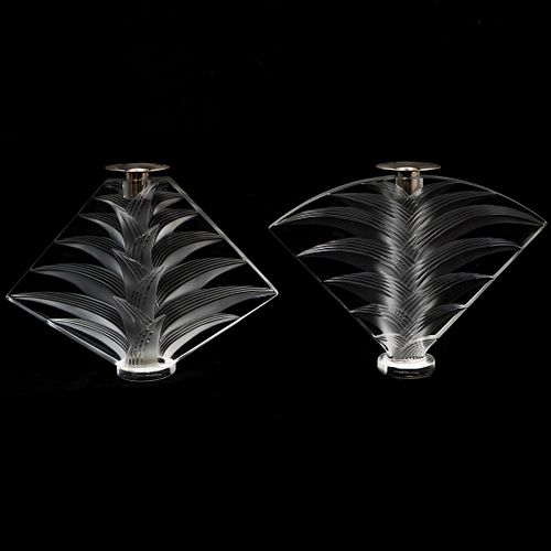  2 PC LALIQUE RAVELANA CRYSTAL 391839