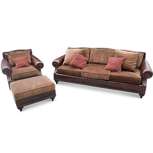 RALPH LAUREN LEATHER SOFA SETDESCRIPTION: