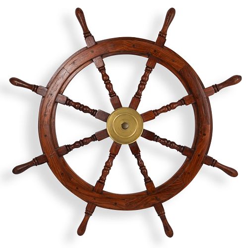 NAUTICAL WOODEN CAPTAINS SHIP WHEELDESCRIPTION: