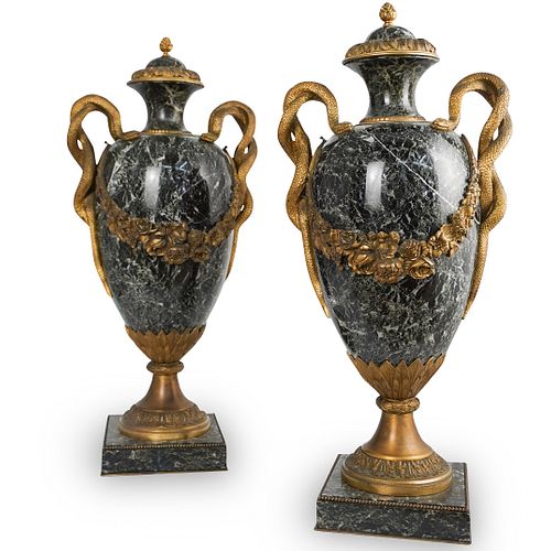 PAIR OF 19TH CENT. BRONZE AND MARBLE
