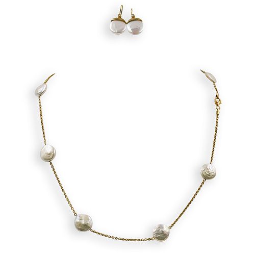 (3 PC) YVEL 18K GOLD AND PEARL