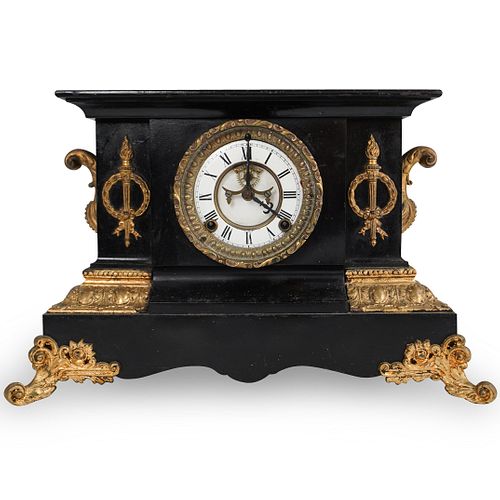 ANSONIA METAL AND BRONZE MANTLE CLOCKDESCRIPTION: