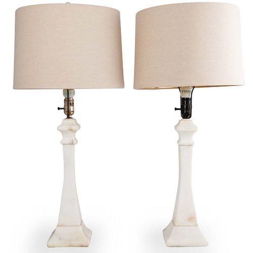 PAIR OF MARBLE TABLE LAMPSDESCRIPTION: