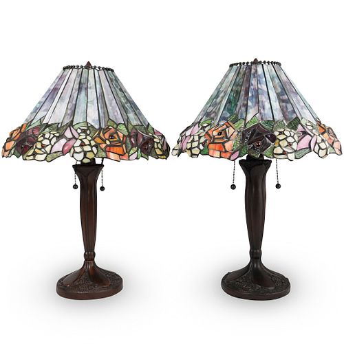 PAIR OF TIFFANY STYLE LAMPDESCRIPTION  3918e9