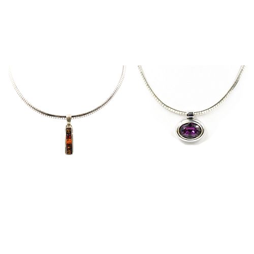 (2 PC) STERLING SILVER NECKLACE