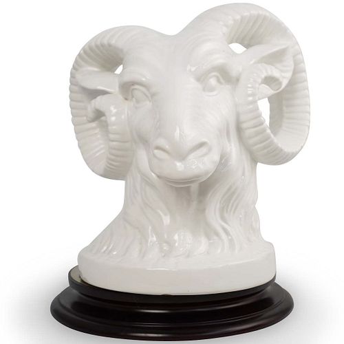 WHITE PORCELAIN RAMS HEADDESCRIPTION: