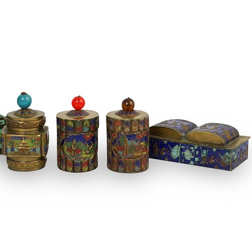 (4 PC) CHINESE CLOISONNE BOXESDESCRIPTION: