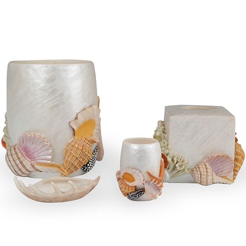 (4 PC) SEASHELL THEMED BATHROOM