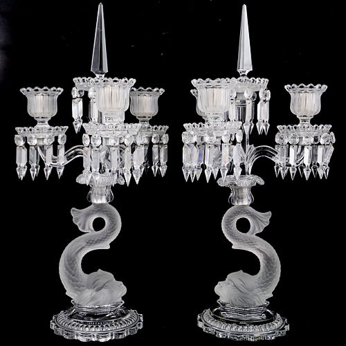 PAIR OF BACCARAT CRYSTAL DOLPHIN