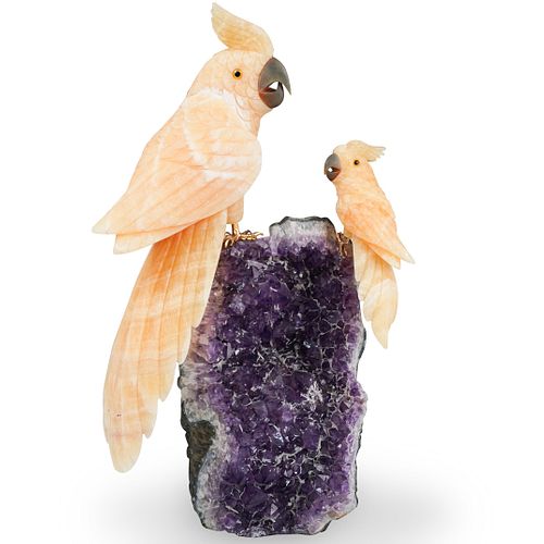 LARGE AMETHYST AND ARAGONITE COCKATIEL 391a10