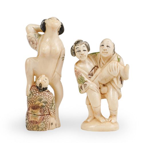 JAPANESE EROTIC BONE NETSUKE FIGURESDESCRIPTION: