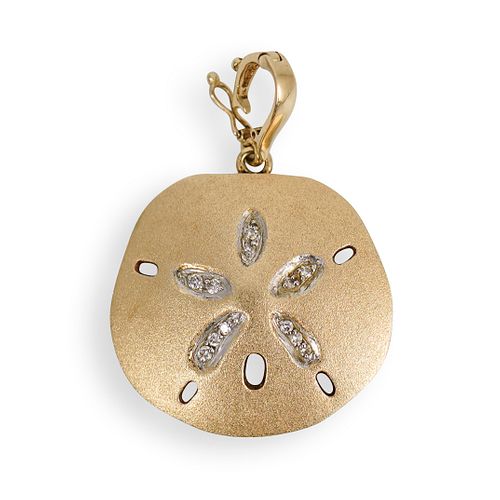 14K GOLD DIAMOND SAND DOLLAR PENDANTDESCRIPTION  391a37