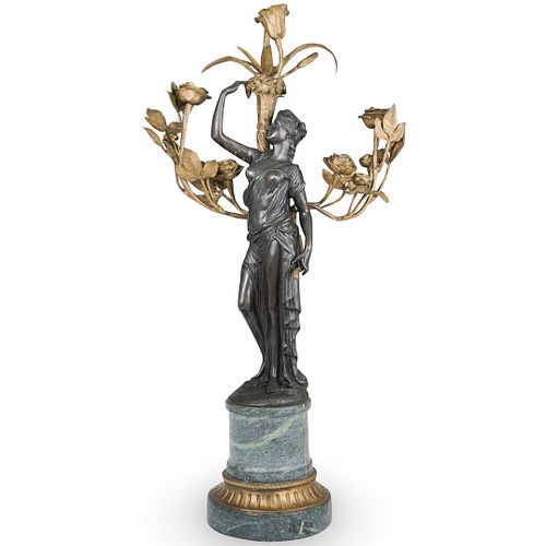 BRONZE FIGURAL CANDELABRADESCRIPTION: