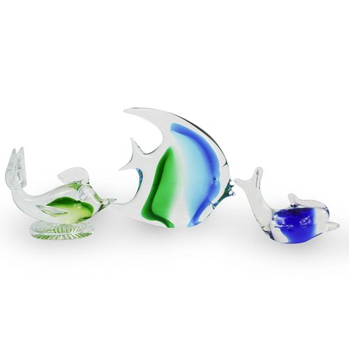 (3 PC) MURANO GLASS FISH FIGURINESDESCRIPTION: