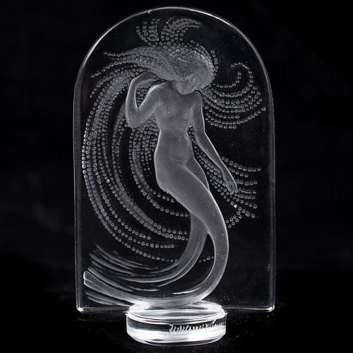 LALIQUE "NAIAD" CRYSTAL PAPERWEIGHTDESCRIPTION: