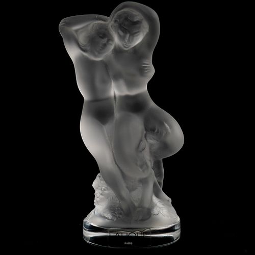LALIQUE CRYSTAL DOUBLE NUDE FAUNE  391aa2