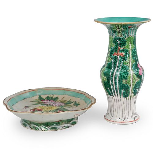 (2 PC) CHINESE PORCELAIN VASE &