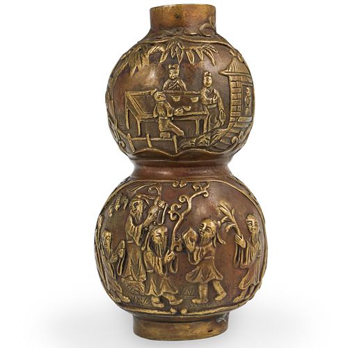 CHINESE DOUBLE GOURD BRONZE VASEDESCRIPTION: